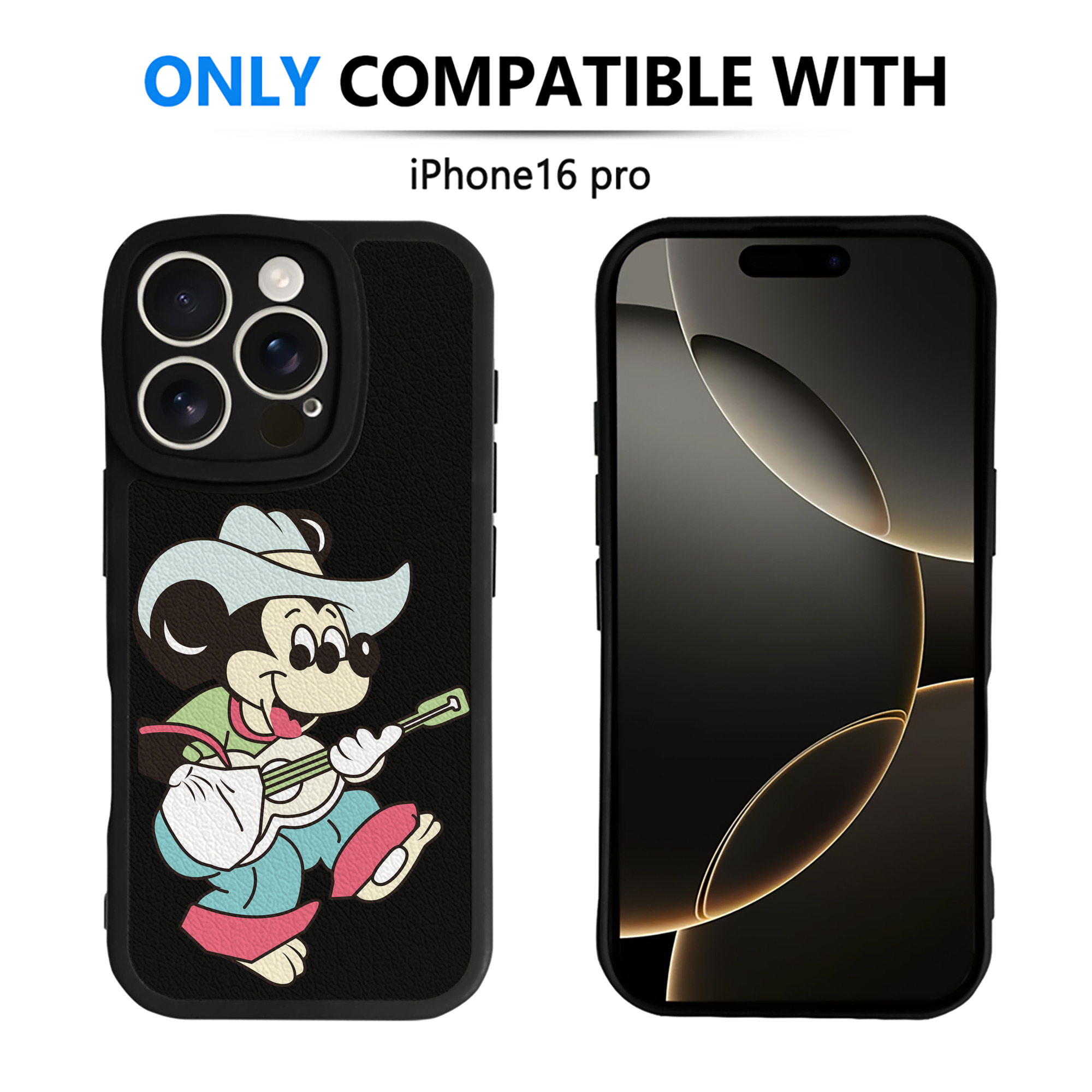 （画像用） ミッキーマウス Mickey Mouse 【iPhone 16シリーズ対応】シリコンスマホケース（レザー調） 材質：シリコン
